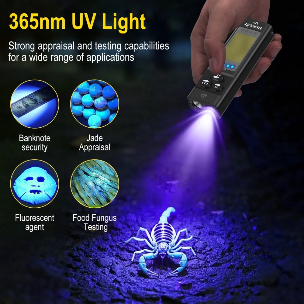 BORUiT U7 UV LED EDC Flashligh - Outdoor Hunting Lights review and price